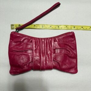 Hobo The Original Leather‎ Clutch Wristlet Bag Magenta Zip Bow Coquette Pink 8in